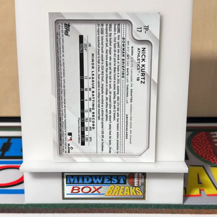 Nick Kurtz National Refractor 2025 Bowman Oakland Athletics