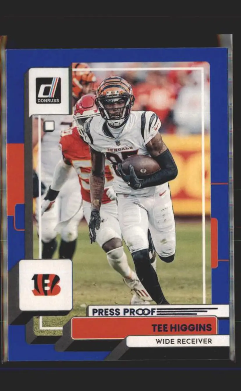 2022 Donruss #197 Tee Higgins Blue Press Proof - (139) - Cincinnati Bengals