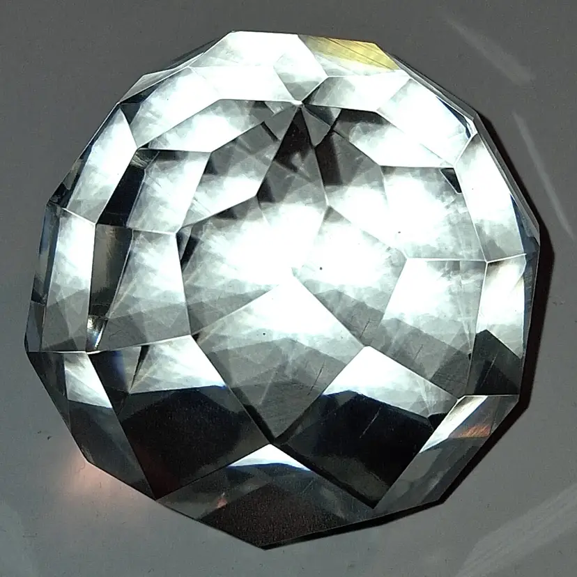 Vintage Czech Glass Multi-Faceted Crystal Paperweight