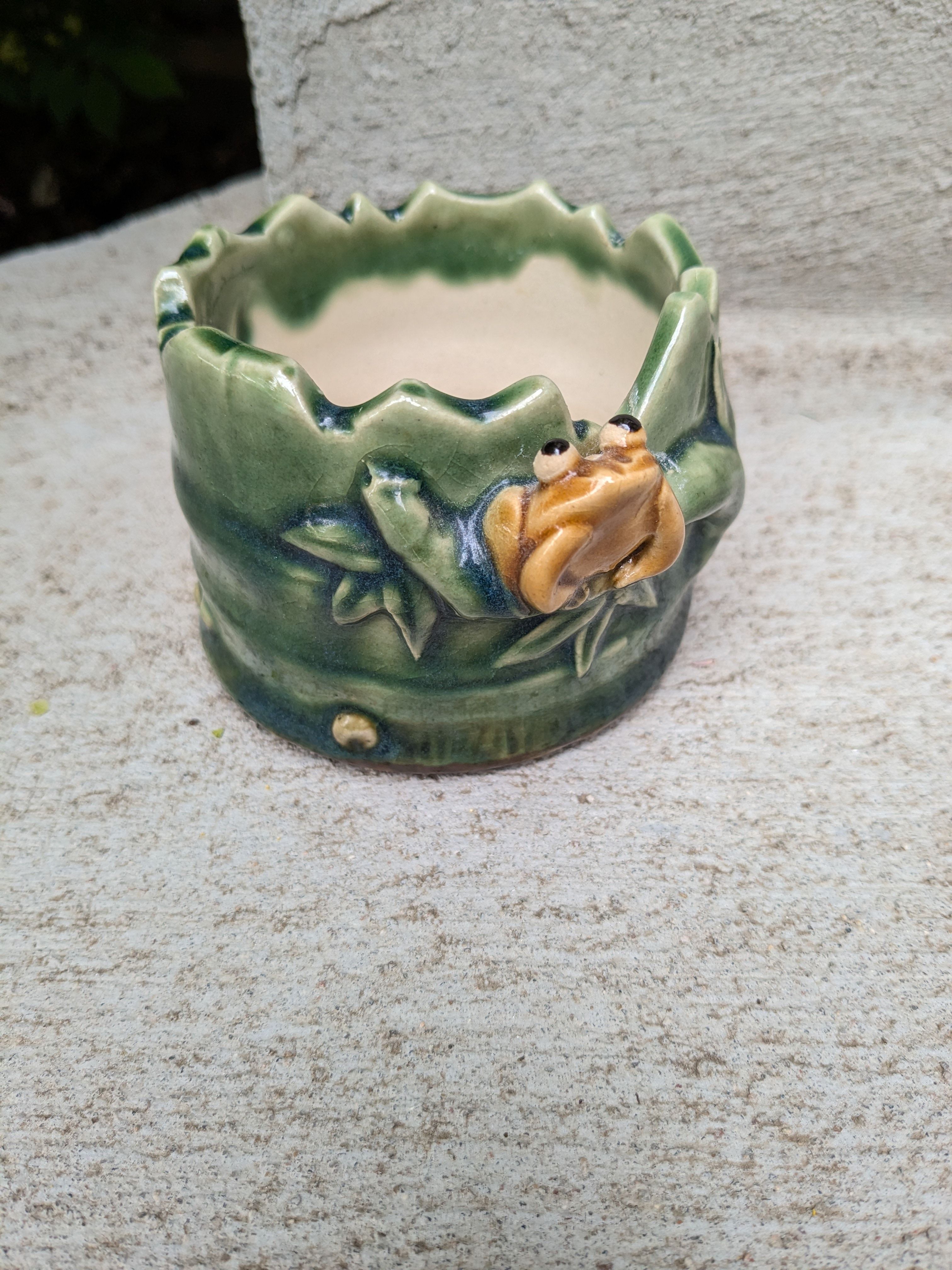 Niknax · Planter Handmade Small Ceramic Green Planter With Figural
