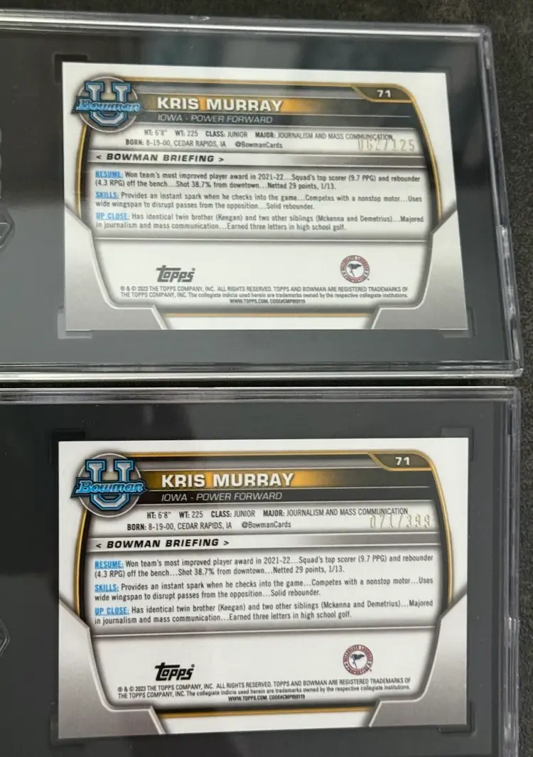 Keegan Murray 2 Card Refractor RC lot SGC Iowa Hawkeyes Portland Trailblazers