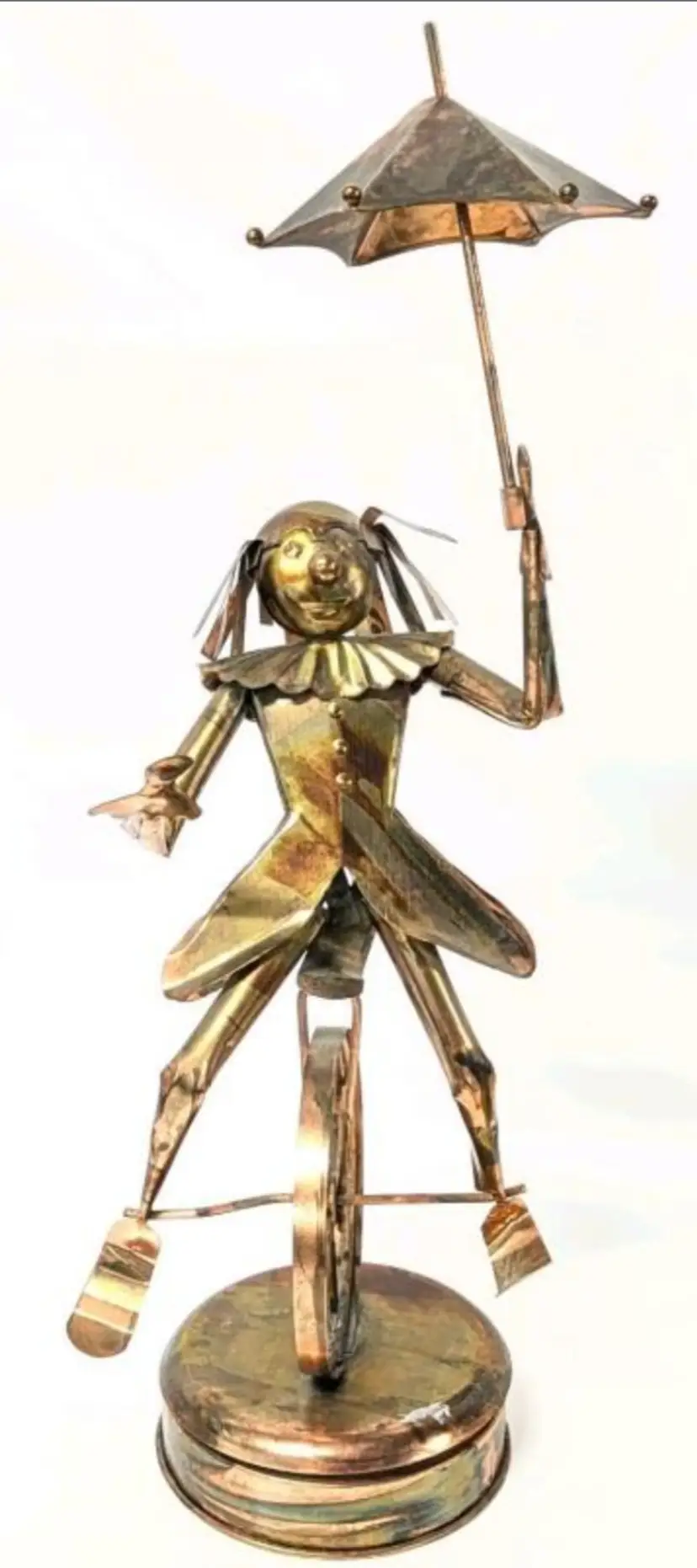 Vintage Sankyo Japan Clown on Unicycle Music Box, Spins & Plays "Send in the Clowns", 16 Inches Tall