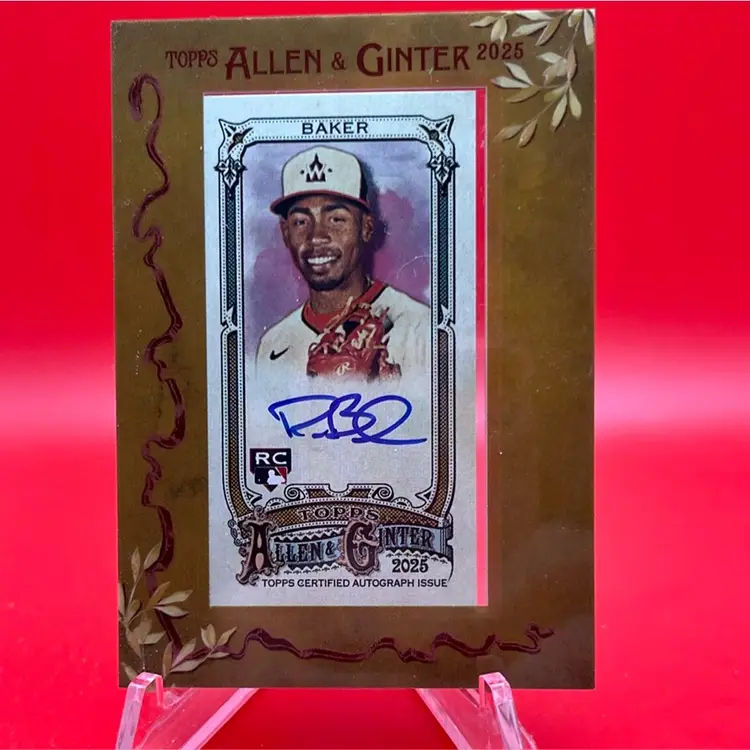 Darren Baker 2025 Topps Allen & Ginter RC Mini Framed Auto Washington Nationals