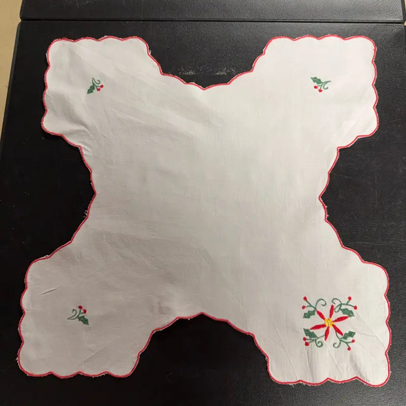 Christmas Embroidered Cotton Bread Basket Cover