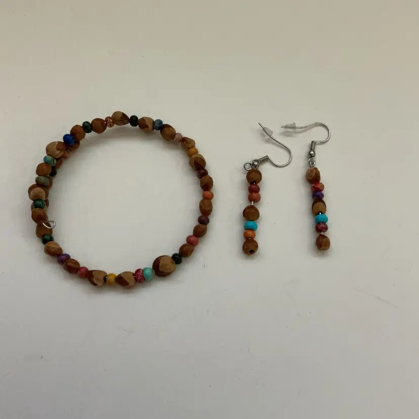 Ghost Bead Set- Bracelet, Earrings Made By Me