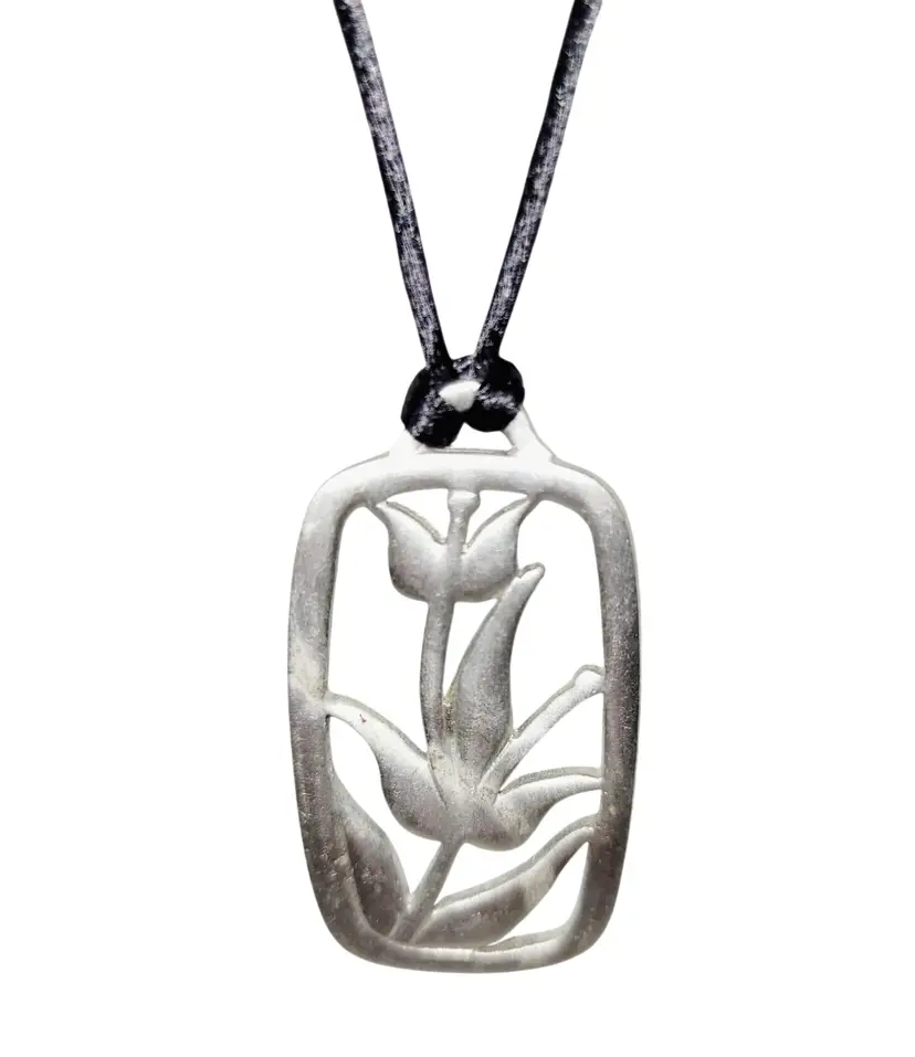 Vtg Kenneth Kantro Tulip Flower Necklace Lovell Designs Artisan Friendship Symbol