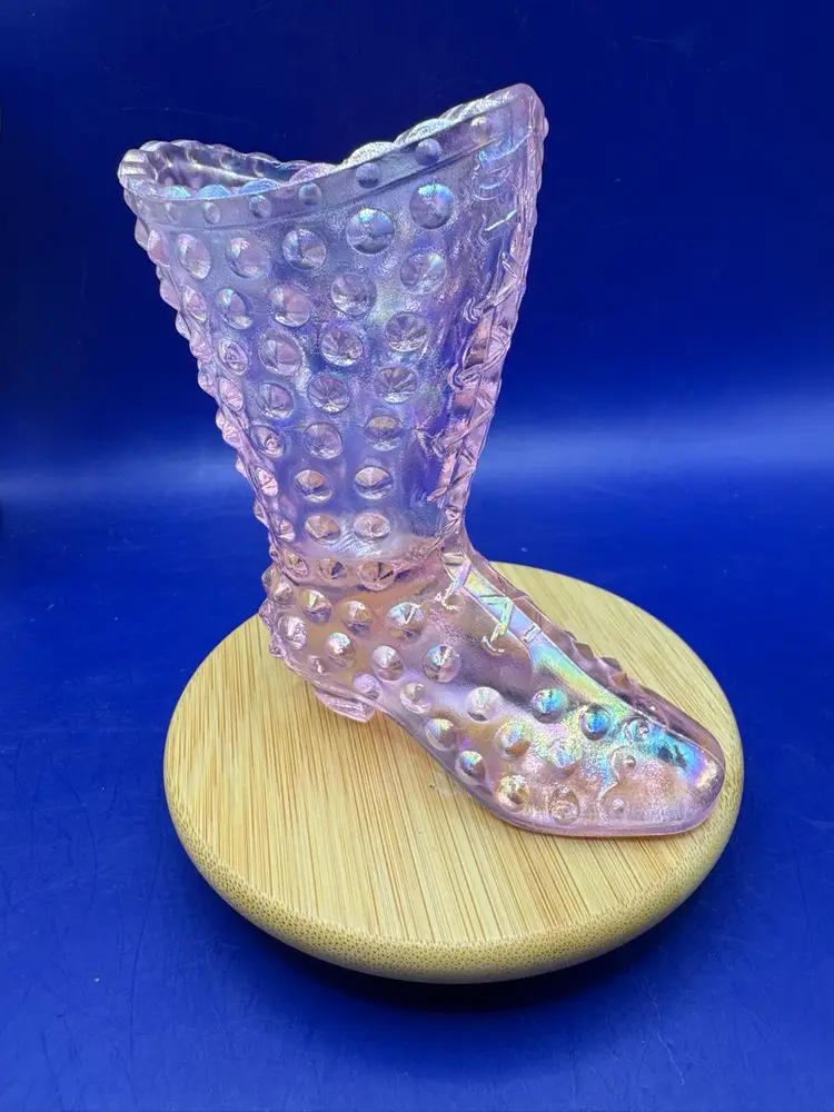 Fenton Pink Iridescent Hobnail Boot