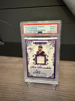 Allen Iverson 2024 Ultimate Sports Auto Mem-Holo Purple 4/8 PSA 9 AUTO 9