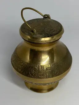 Brass Gangajal Kalash or Lota, an Indian Pooja Accessory to Store Holy Water at Religious Rituals