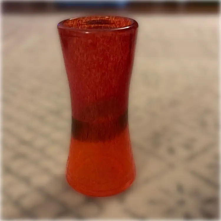 Art Glass Vase Hand Blown Persimmon/ Orange - 6.25” tall and 2.5” in diameter