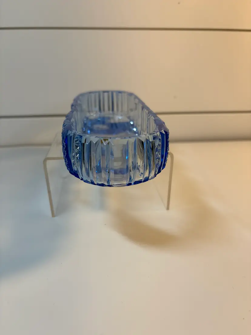 Blue Cut Glass Trinket Dish