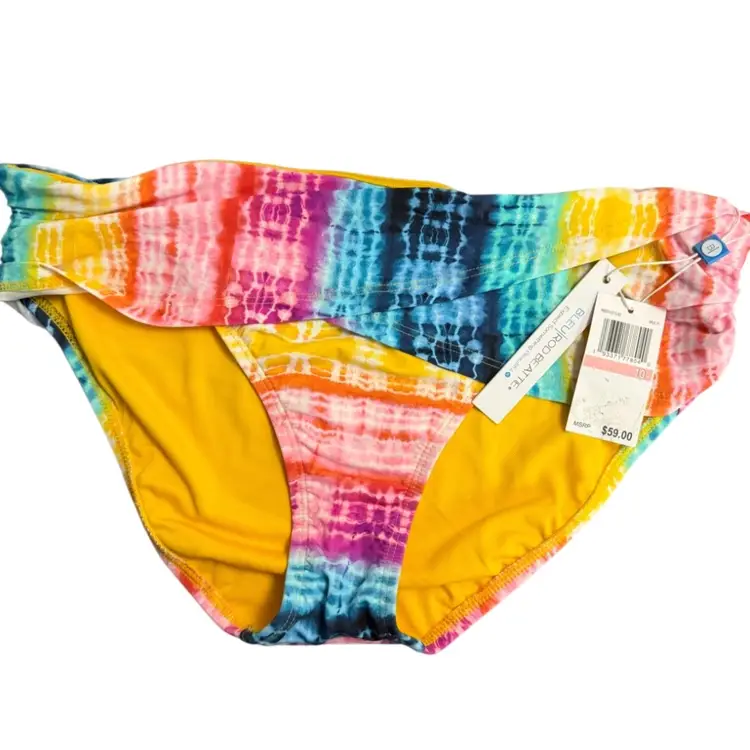 New$60 Bleu Rod Beattie Women's Swimwear Tie Dye Sarong Hipster Yellow 10