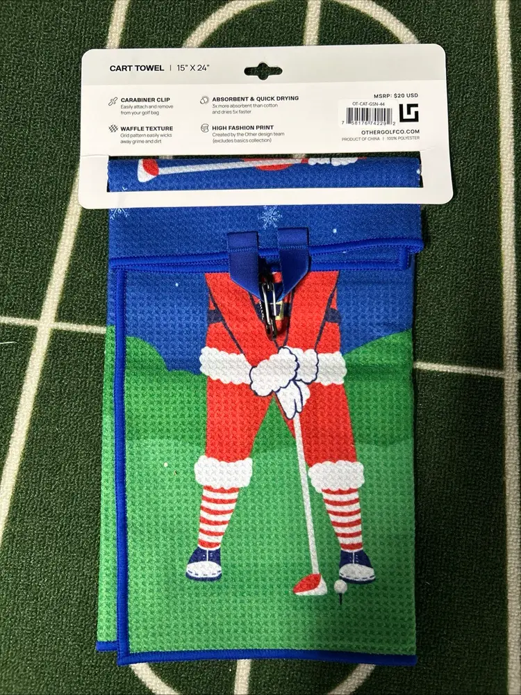 Other GOLF CART Towel 15” X 24” Christmas Theme Santa Clause Waffle Towel