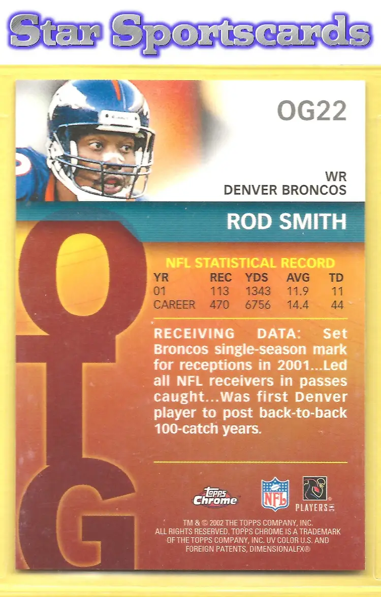 2002 Topps Chrome #OG22 Rod Smith Own the Game Denver Broncos