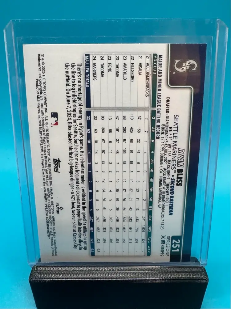 Ryan Bliss Series 1 Topps Sandglitter Foil RC Seattle Mariners