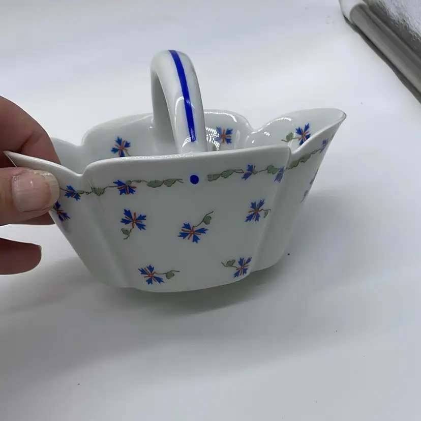 Haviland, Limoges, France, red and blue flower basket