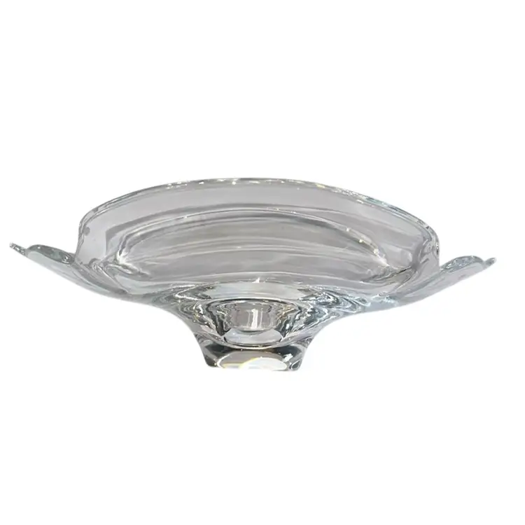 Vintage Signed Steuben Glass Quatrefoil Console Bowl Crystal Etched Signed Steuben