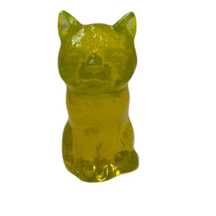 West Virginia Glassworks Topaz Sitting Cat - UV Reactive