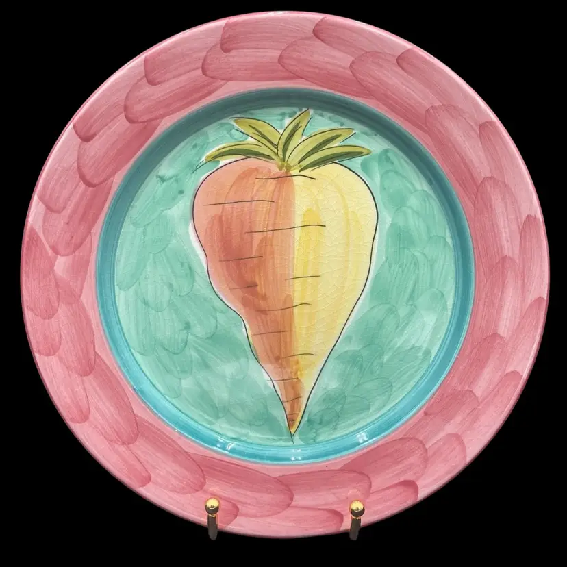 Alcobaca Pottery, 10.25" Hand Painted Spring Turnip Plate by R.B. Bernarda