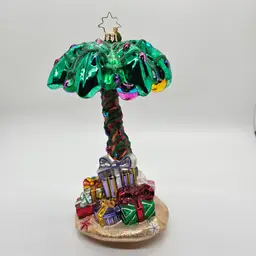 RADKO TROPICAL TANNENBAUM 7" Christmas Palm Tree Glass Ornament Holiday RARE