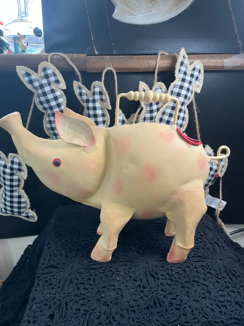 #01 Folk Art Decorative Pig Watering Can-Metal