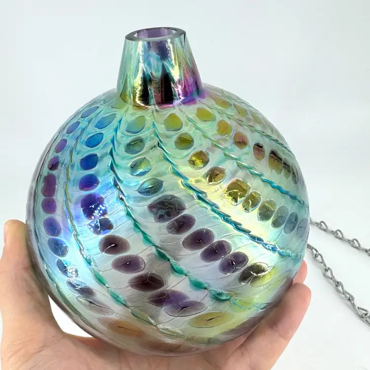 Iridescent Art Glass Witch Ball Hanging Orb