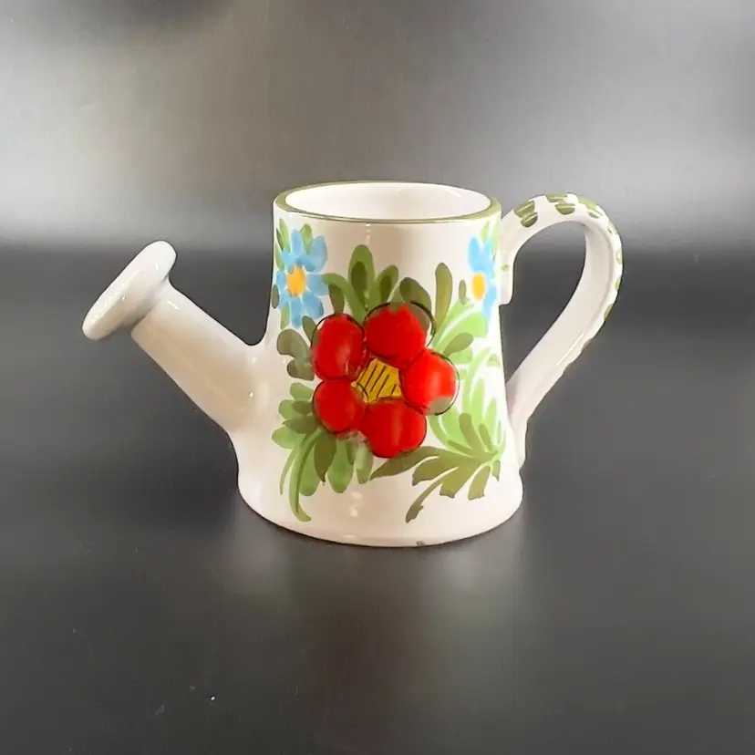 Planter Watering Can Utensil Holder Hand Painted Italy