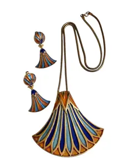 Incredible Rare 1960s Pristine Trifari Egyptian Revival Necklace Set (A9406)