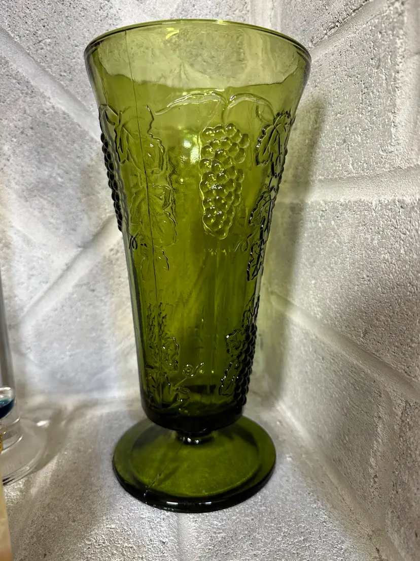 Vintage Indiana Glass Co. Colony Green Harvest Vase.