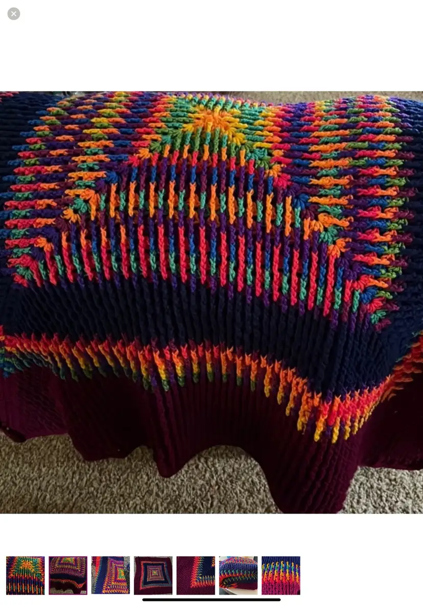 Throw Blanket Square Handmade Multi Color 