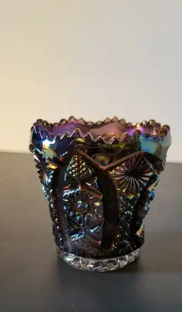 Imperial Glass Amethyst Hobstar Carnival Glass Toothpick Holder Vintage 8