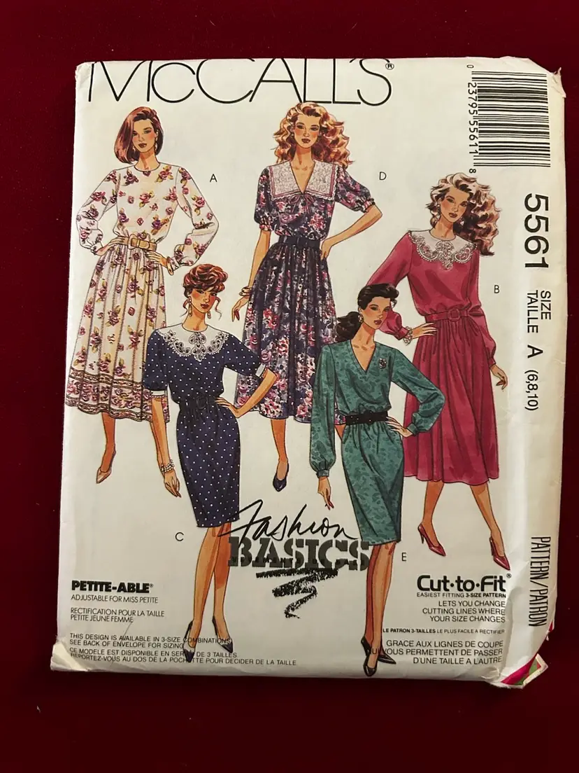 Vtg McCall’s Dress In 2 Lengths Uncut FF Sz 6-8-10