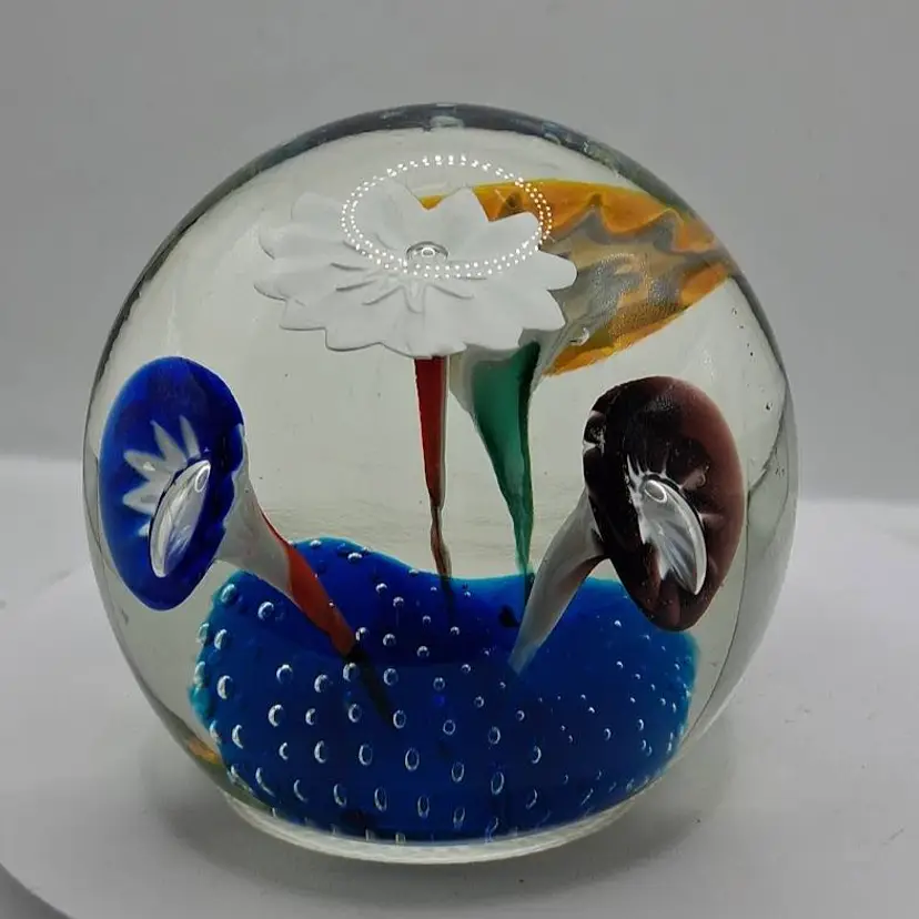 Vintage Fratelli Toso Multi-Color Trumpet Flower Paperweight