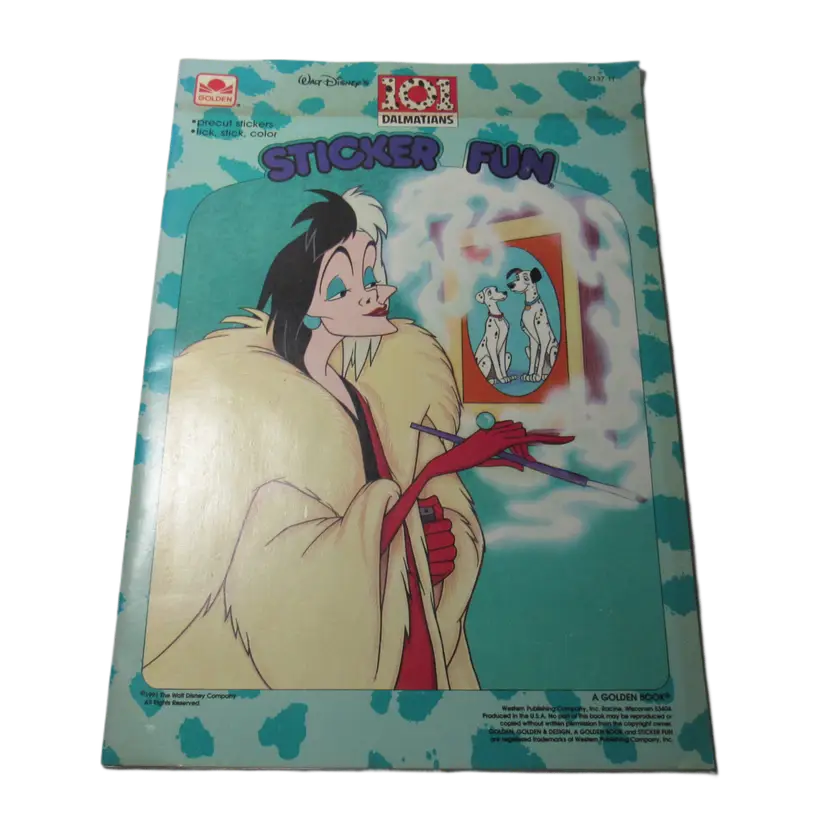 Vintage 1991 Disney 101 Dalmatians Golden Sticker Fun Book