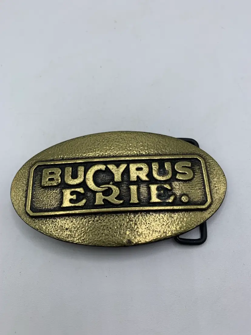 Bucyrus Erie Trademark Logo Belt Buckle Mining Construction Excavator Crane Vintage Metal
