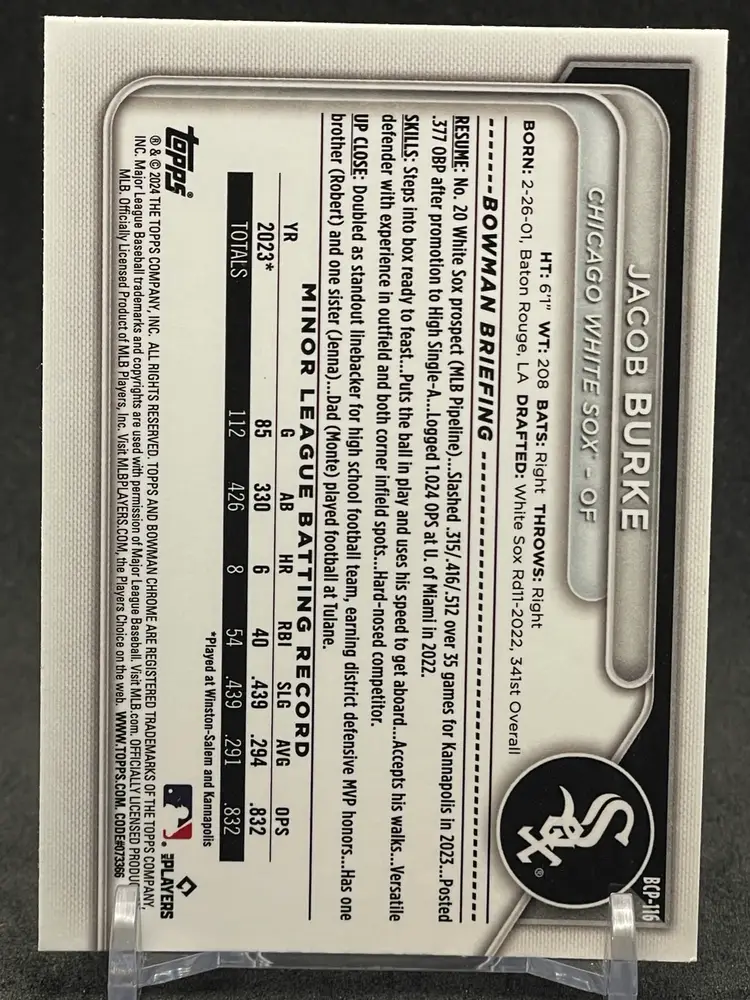 Jacob Burke 2024 Bowman Chrome Bowman 1st Mojo Refractor #BCP-116