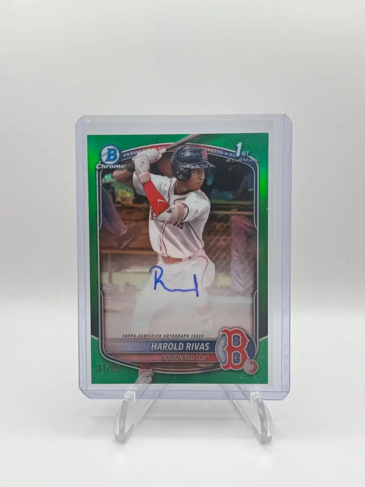 2025 Bowman Chrome Harold Rivas 1ST Chrome Auto Green Refractor /99