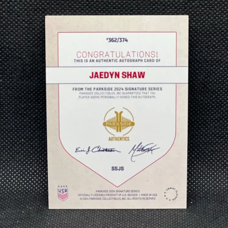 Jaedyn Shaw 2023 Parkside ReCap autograph 362/374 Soccer Card