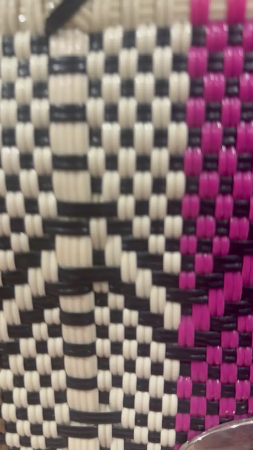 Handmade Recycled Box Tote Bag Black Pink