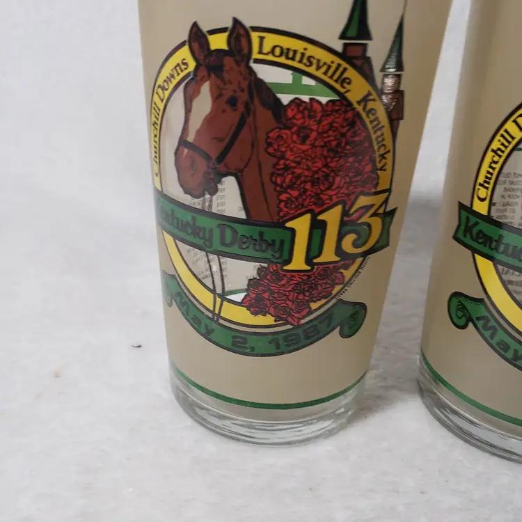 Vintage Pair 1987 KENTUCKY DERBY 113TH RUNNING CHURCHILL DOWNS Glasses