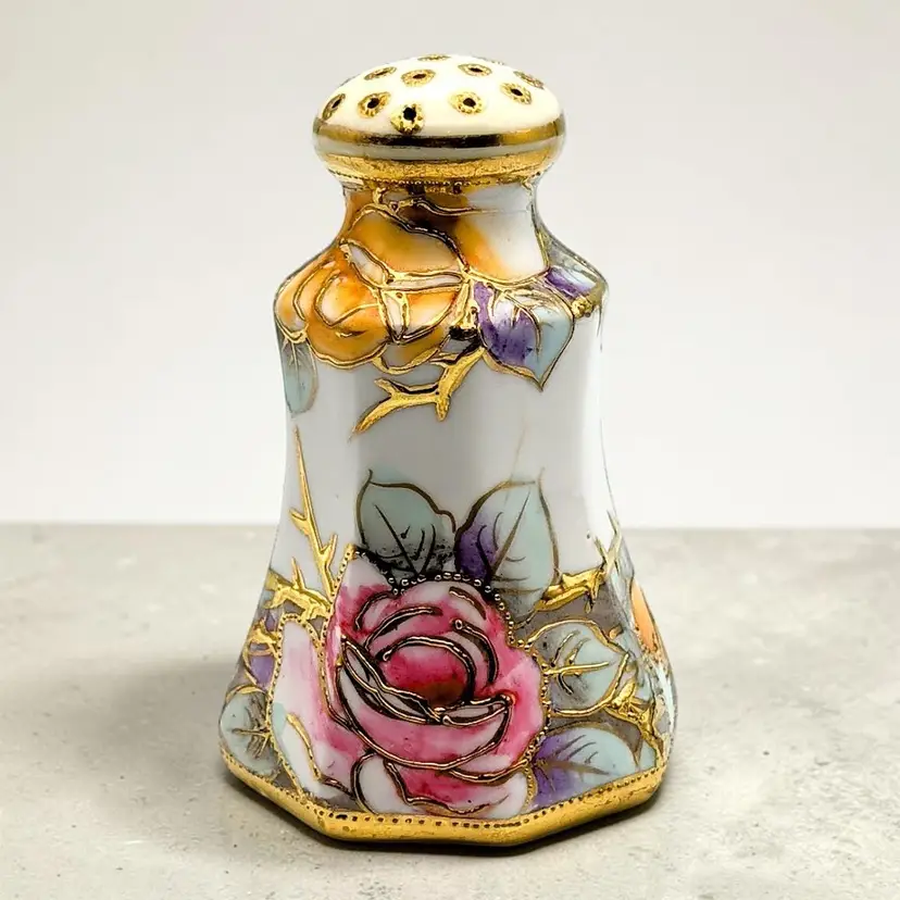 Antique Nippon Powder or Sugar Shaker Muffineer Hand Painted Morage 3 1/2"