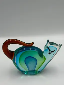 Vintage Large Sommerso Glass cat sculpture