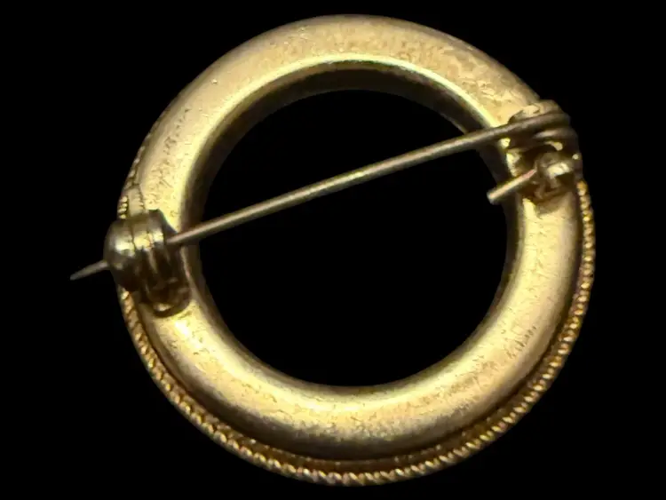 Micro Mosaic Floral Wreath Brooch 1.15”