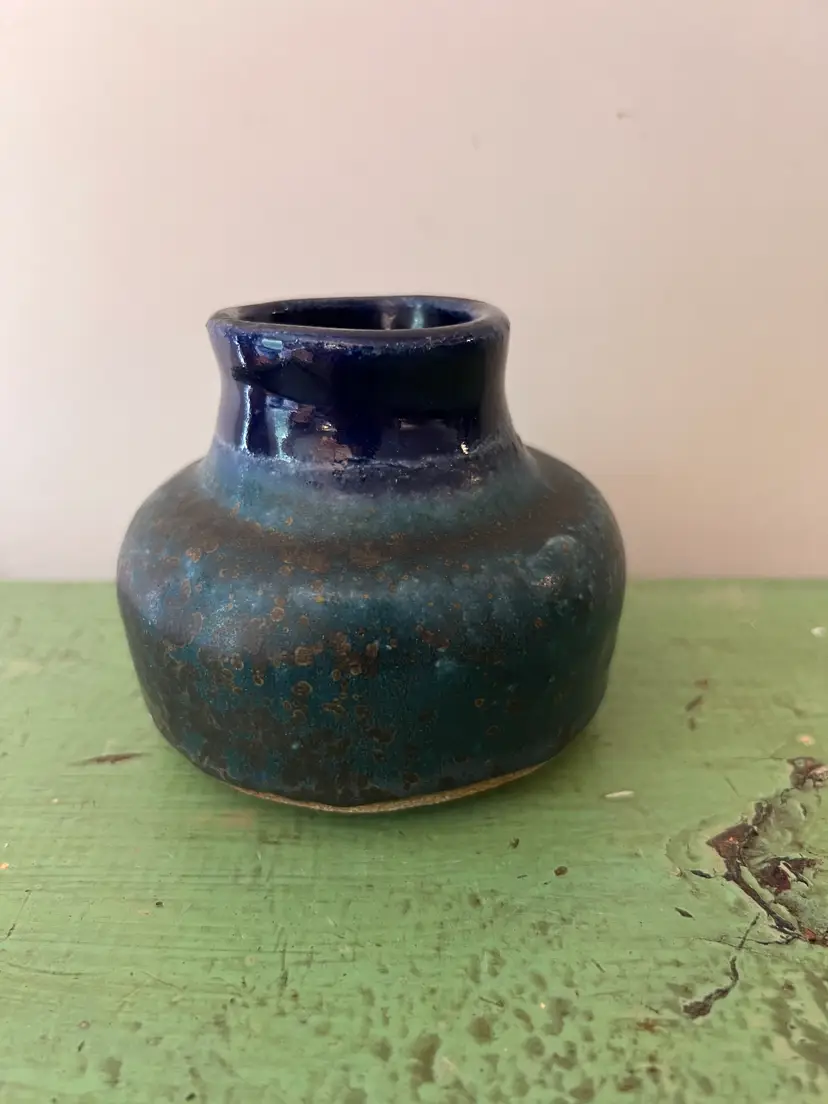 Studio Pottery Vase. Makers Mark- Bottom Edge. Wheel Thrown Cobalt Glaze. Handmade Ceramic