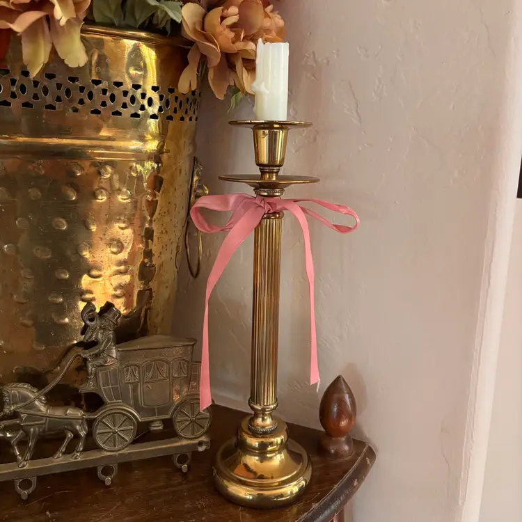 Vintage Brass Fluted Candlestick