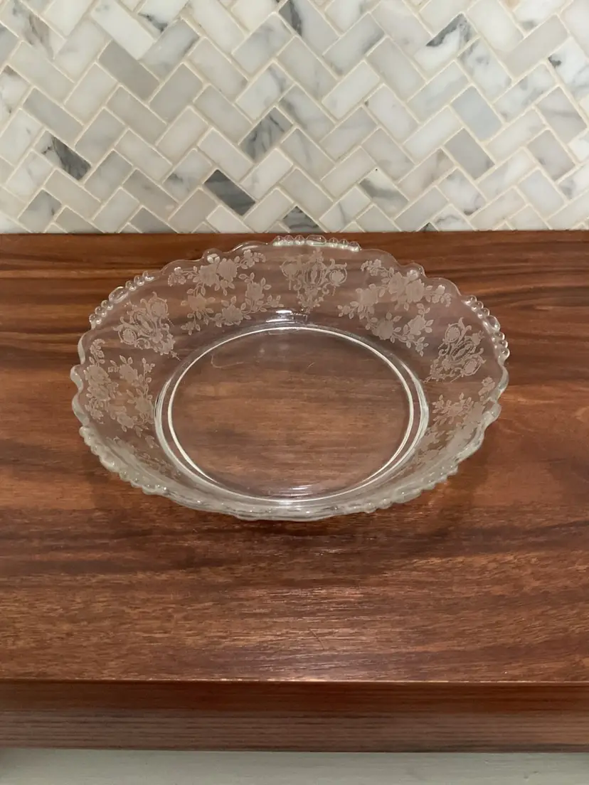 “Rose Point” Cambridge Glass Dish