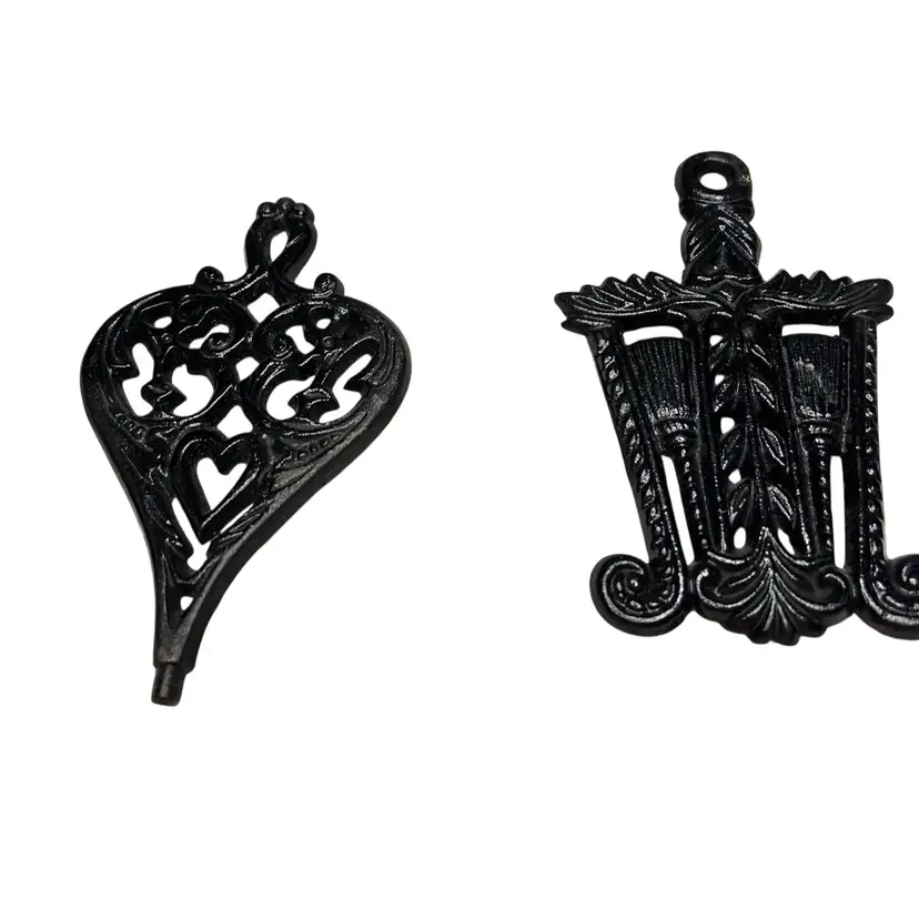 Set Of Two 5 Inch Cast Iron Black Trivets One Marked Wilton Other Unmarked