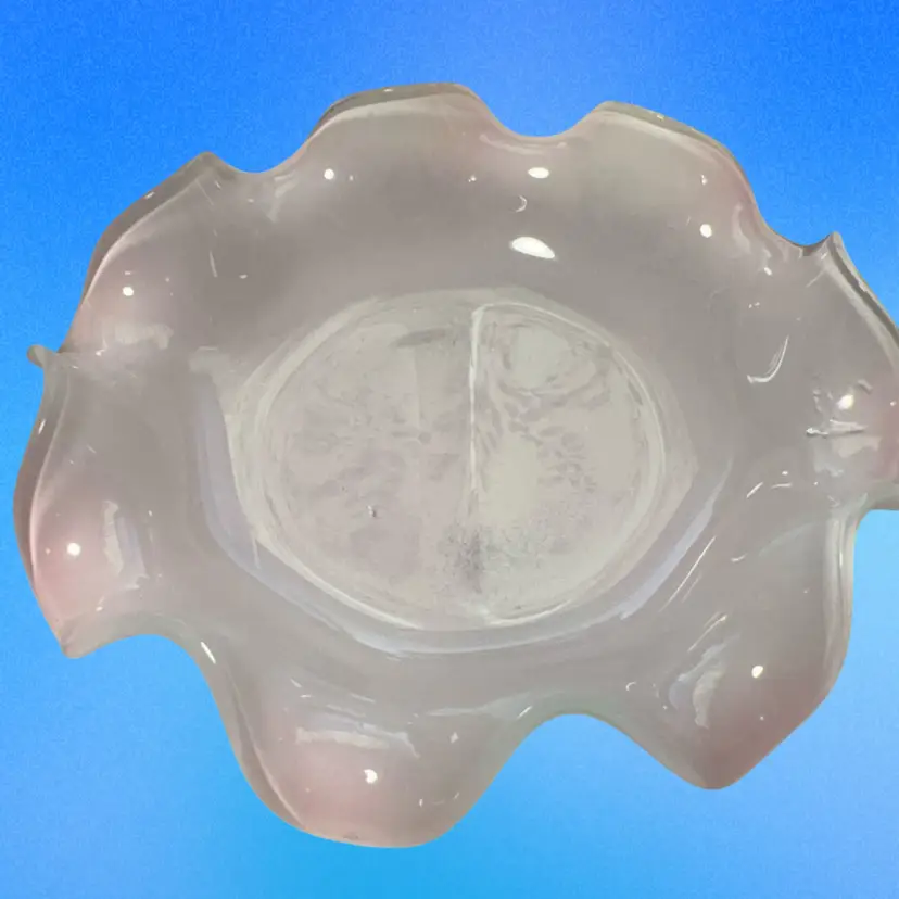 Pink Art Glass Trinket Dish 4” Satin Finish On Outside