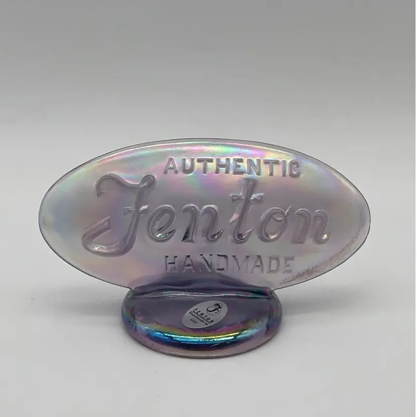 Fenton Art Glass Dealer Display Logo Sign Purple Iridescent