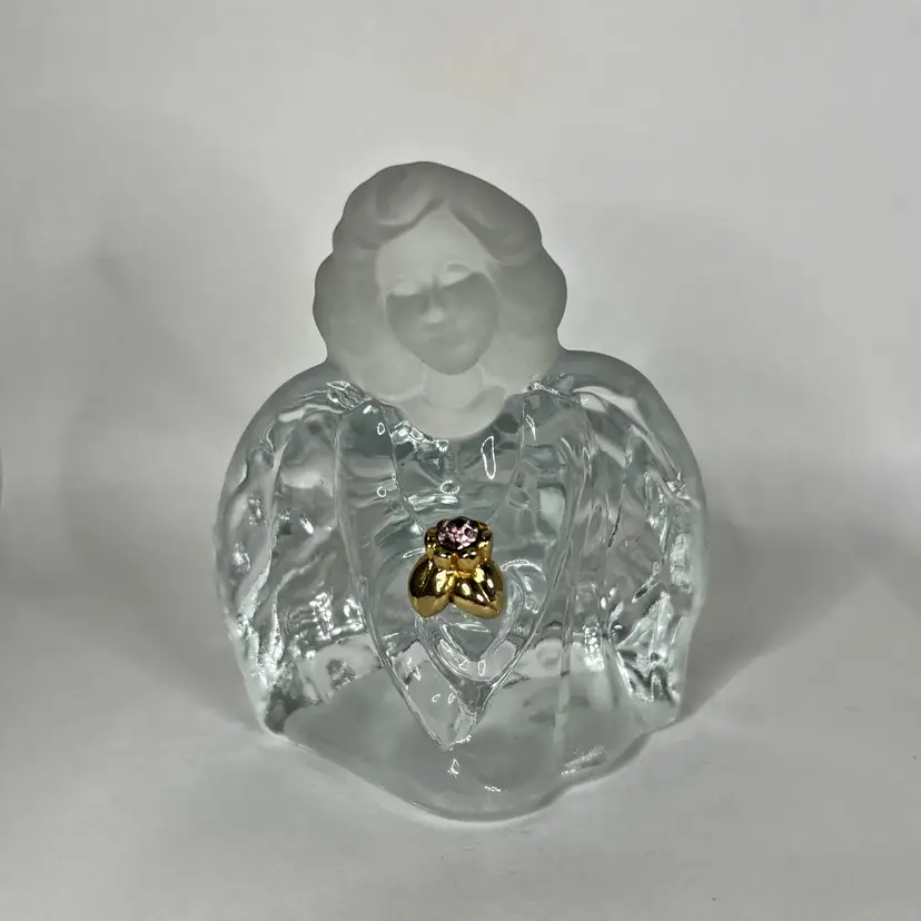 Fenton Art Glass Birthstone Angel Figurine Paperweight October Pink Tourmaline